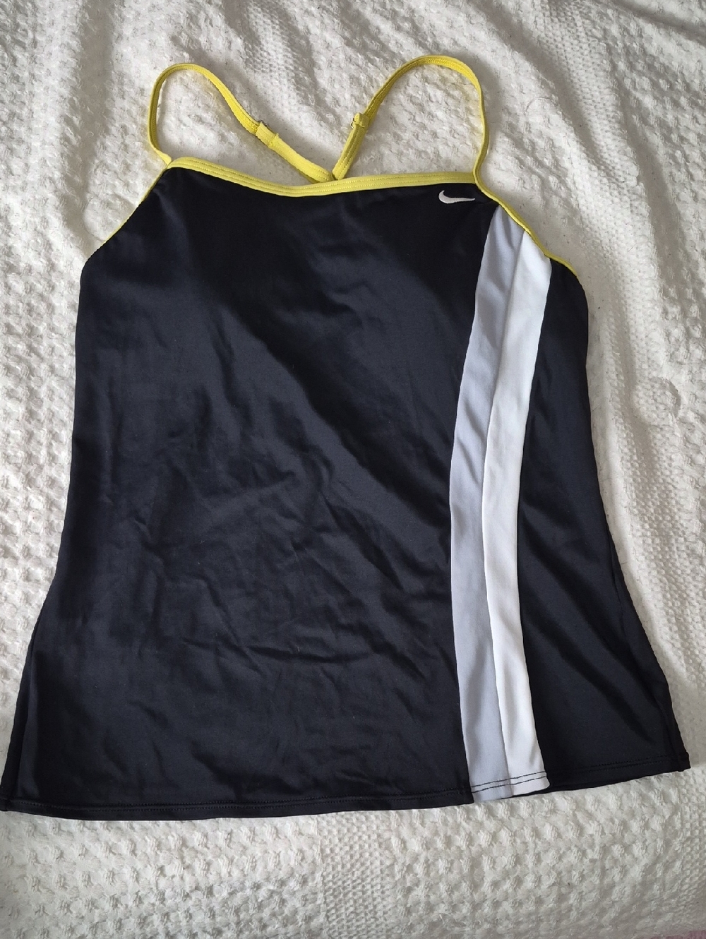 Nike Black Camisole Top with Yellow Trim and White Side Panels